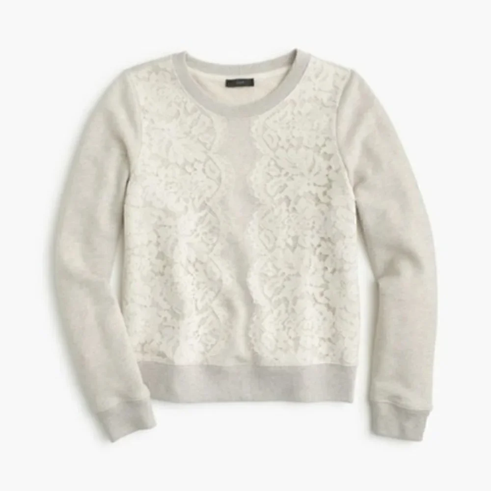 J. Crew Sweater XXS Crew Lace Overlay Blue Black